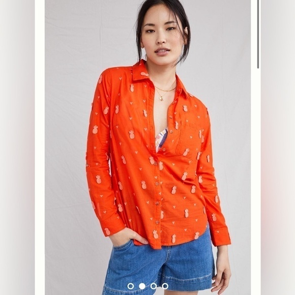 Anthropologie Tops - Anthropologie Maeve Classic Embroidered Buttondown size 10 EUC